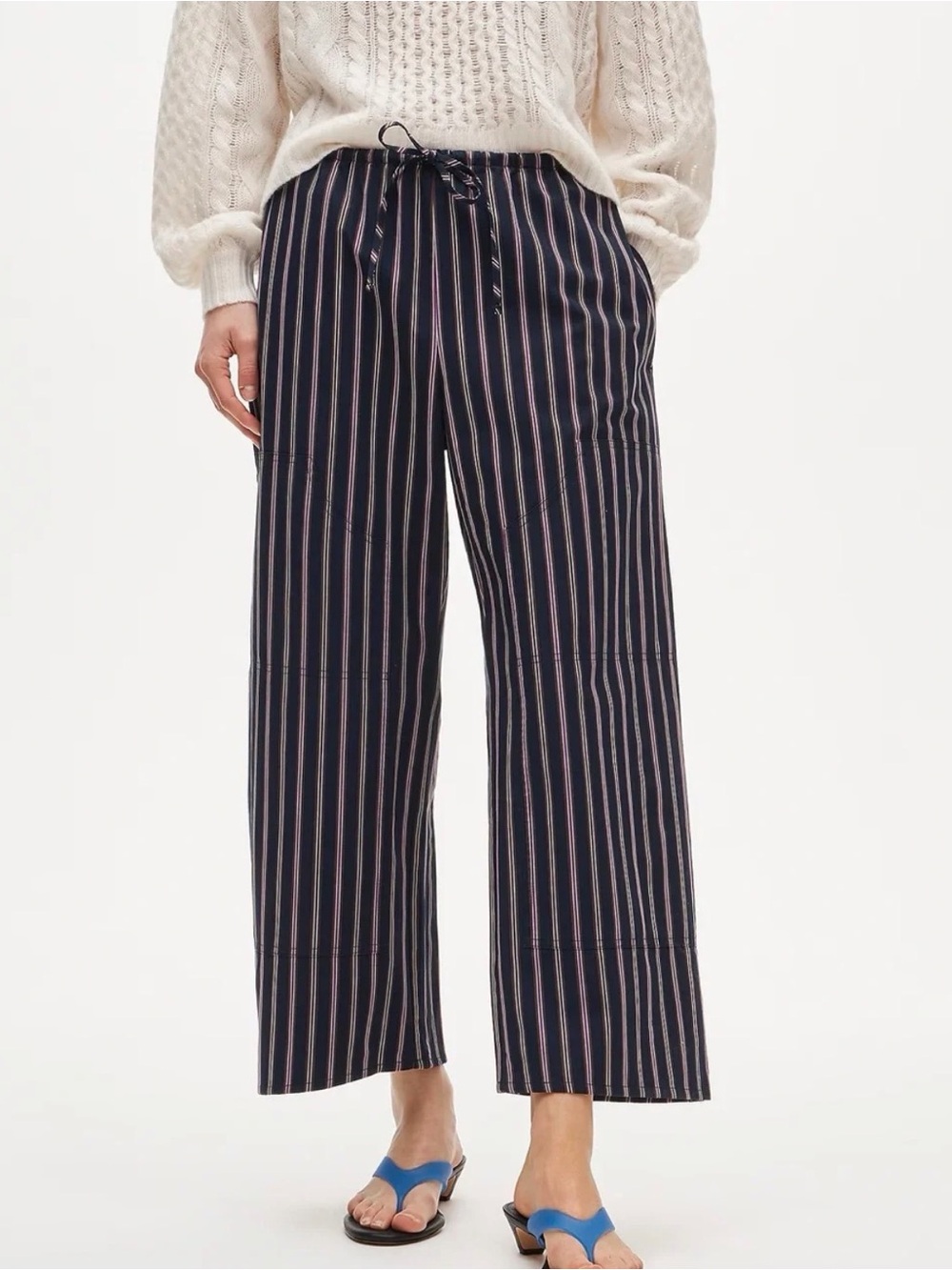 J. Crew Luna Wide-Leg Striped Drawstring Pants